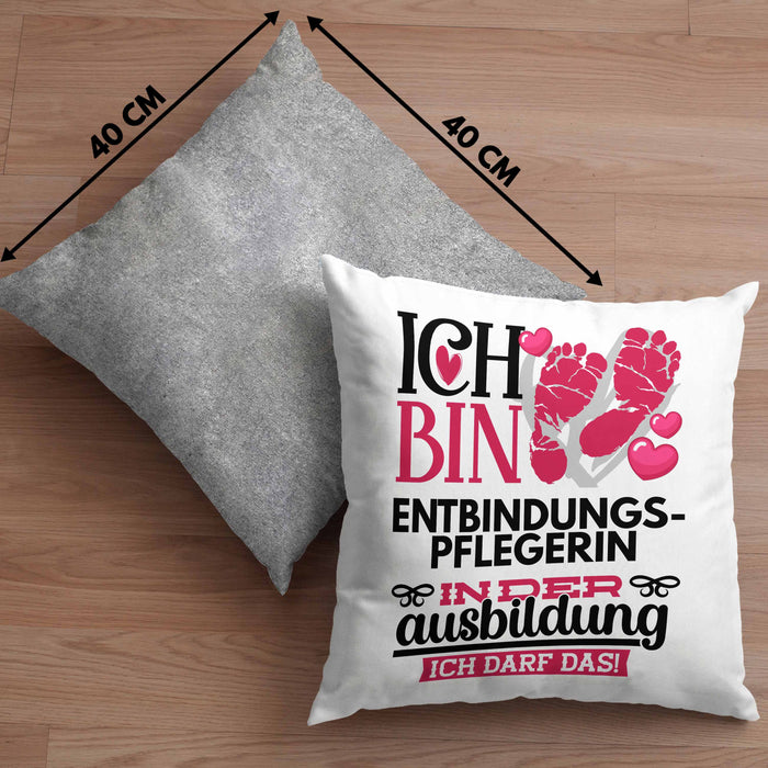 Entbindungspflegerin Ausbildung Start Geschenk Kissen mit Füllung 40x40 Ich Bin Entbindungspflegerin In Der Ausbildung Ich Darf Das Geschenkidee (Grau) Grau Trendation