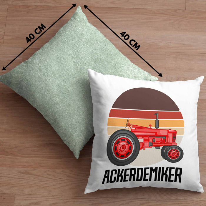 Ackerdemiker Kissen mit Füllung 40x40 Geschenk für Landwirt Geschenkidee Bauer Landwirtin Bauernhof Acker (Grau) Grün Trendation
