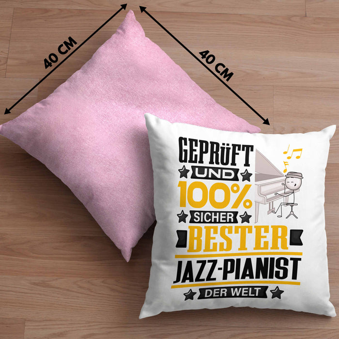 Jazz-Pianist Geschenk Lustiger Spruch für Jazz-Pianist Geschenkidee Bester Jazz-Pianist Der WeltKissen mit Füllung 40x40 (Grau) Rosa Trendation