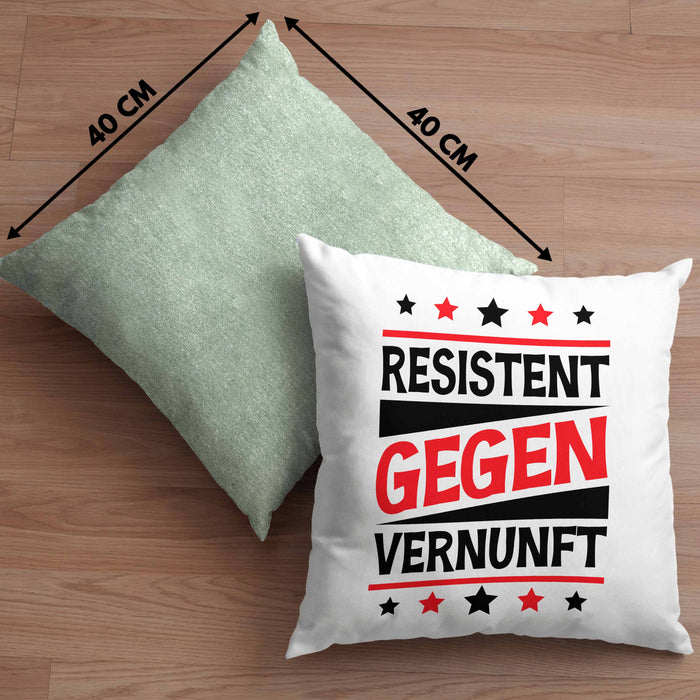 Resistent Gegen Vernunft Kissen mit Füllung 40x40 Geschenk Häferl (Grau) Grün Trendation