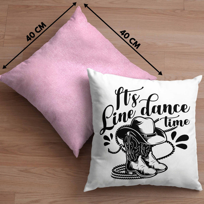 Lustige Kissen mit Füllung 40x40 "It's Line Dance Time" Geschenk Line Dance Fans (Grau) Rosa Trendation