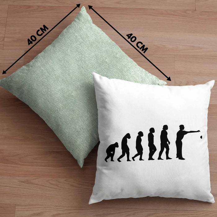 Boule Kissen mit Füllung 40x40 Geschenk Boule-Spieler Geschenkidee Spruch Evolution Boule (Grau) Grün Trendation