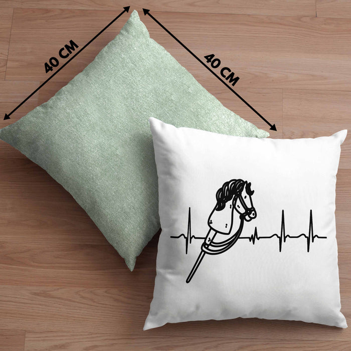 Hobbyhorse Mädchen Kissen mit Füllung 40x40 Geschenk Hobby Horse Pferde Grafik Herzschlag (Grau) Grün Trendation