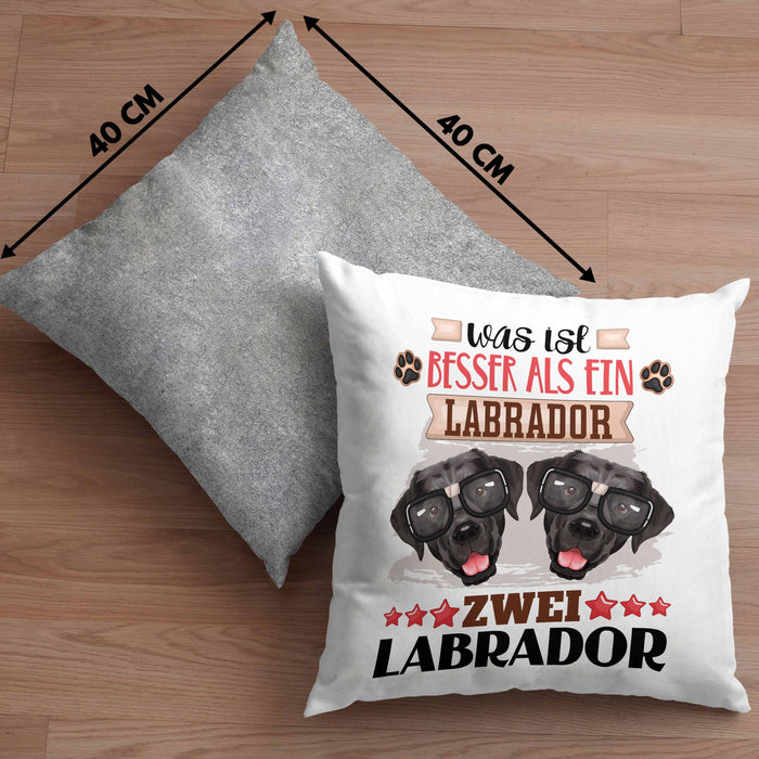 Labrador Besitzer Kissen mit Füllung 40x40 Geschenk Lustiger Spruch Geschenkidee Was Ist Besser Als Ein Labrador (Grau) Grau Trendation