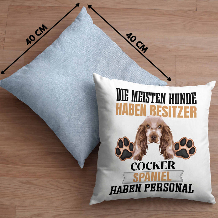 Cocker Spaniel Besitzer Kissen mit Füllung 40x40 Geschenk Lustiger Spruch Geschenkidee Besitzerin Cocker Spaniel Haben Personal (Grau) Blau Trendation