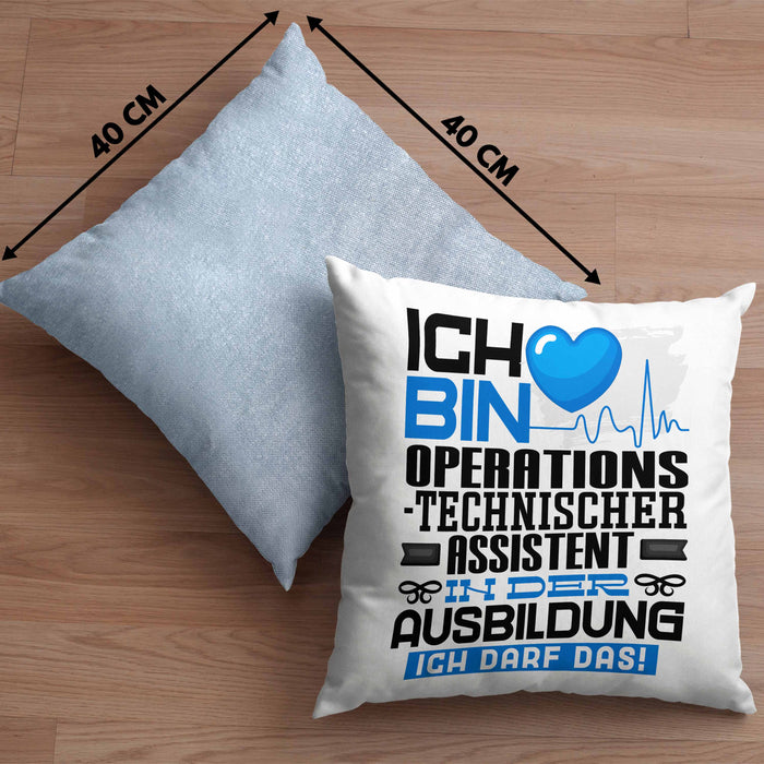 Operationstechnischer Assistent Ausbildung Kissen mit Füllung 40x40 Geschenk Ich Bin Operationstechnischer Assistent In Der Ausbildung Ich Darf Das Geschenkidee Spruch (Grau) Blau Trendation
