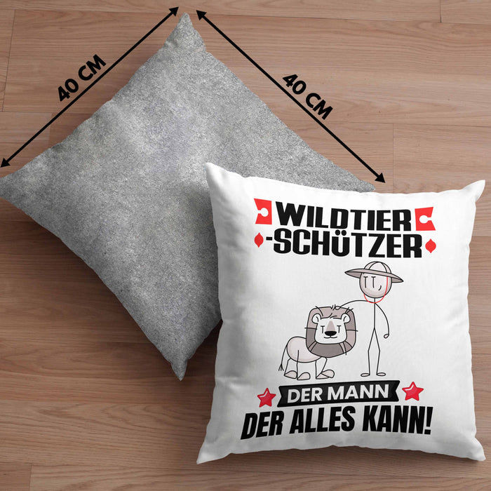 Wildtierschützer Kissen mit Füllung 40x40 Geschenk für Wildtierschützer Der Mann Der Alles Kann Geschenkidee zum Geburtstag (Grau) Grau Trendation