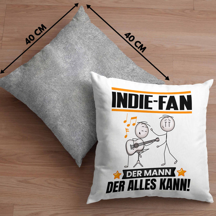 Indie-Fan Kissen mit Füllung 40x40 Geschenk für Indie-Fan Der Mann Der Alles Kann Geschenkidee zum Geburtstag (Grau) Grau Trendation