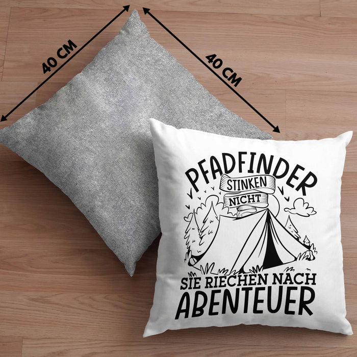 Pfadfinder Kissen mit Füllung 40x40 Geschenk Pfadfinder Stinken Nicht Sie Riechen Nach Abenteuer (Grau) Grau Trendation