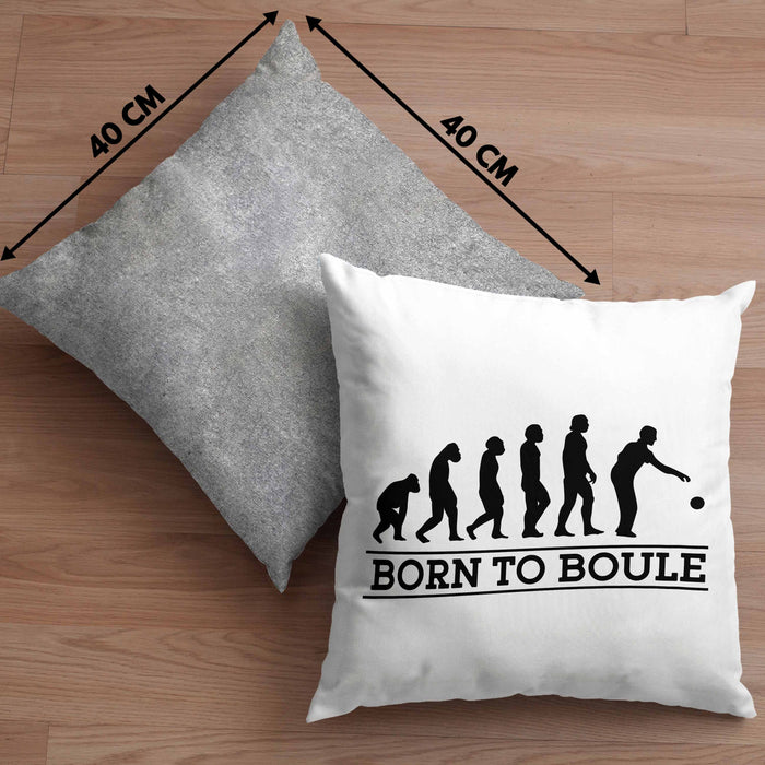 Boule Kissen mit Füllung 40x40 Geschenk Boule-Spieler Geschenkidee Spruch Geboren zum Boule (Grau) Grau Trendation