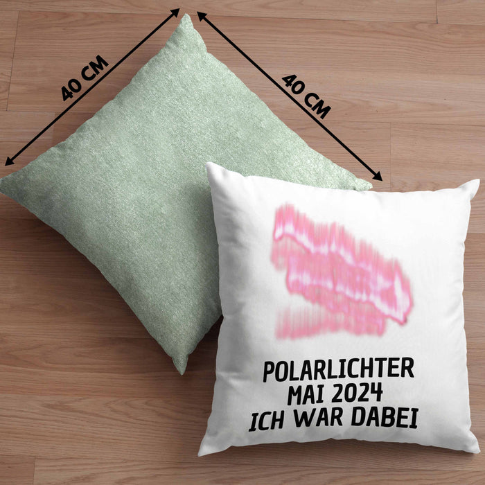 Polarlichter 2024 Kissen mit Füllung 40x40 Geschenk Ich War Dabei Polar-Lichter Polarlicht Heute Nochmal Polarlichter Kaffee-Kissen mit Füllung 40x40 (Grau) Grün Trendation