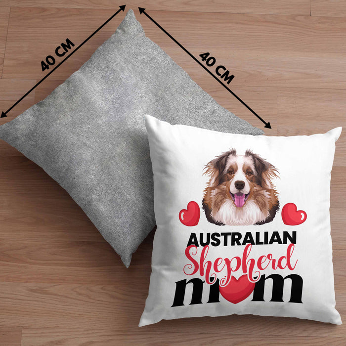 Australian Shepherd Besitzer Mom Mama Kissen mit Füllung 40x40 Geschenk Lustiger Spruch Geschenkidee Australian Shepherd Besitzerin (Grau) Grau Trendation