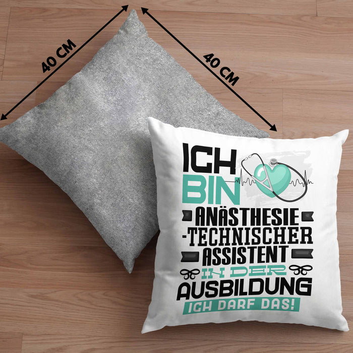 Anästhesietechnischer Assistent Ausbildung Kissen mit Füllung 40x40 Geschenk Ich Bin Anästhesietechnischer Assistent In Der Ausbildung Ich Darf Das Geschenkidee Spruch (Grau) Grau Trendation