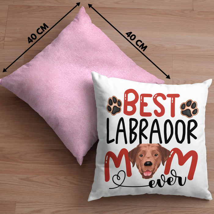 Labrador Mom Besitzerin Kissen mit Füllung 40x40 Geschenk Lustiger Spruch Geschenkidee Besitzerin Labrador Mama (Grau) Rosa Trendation