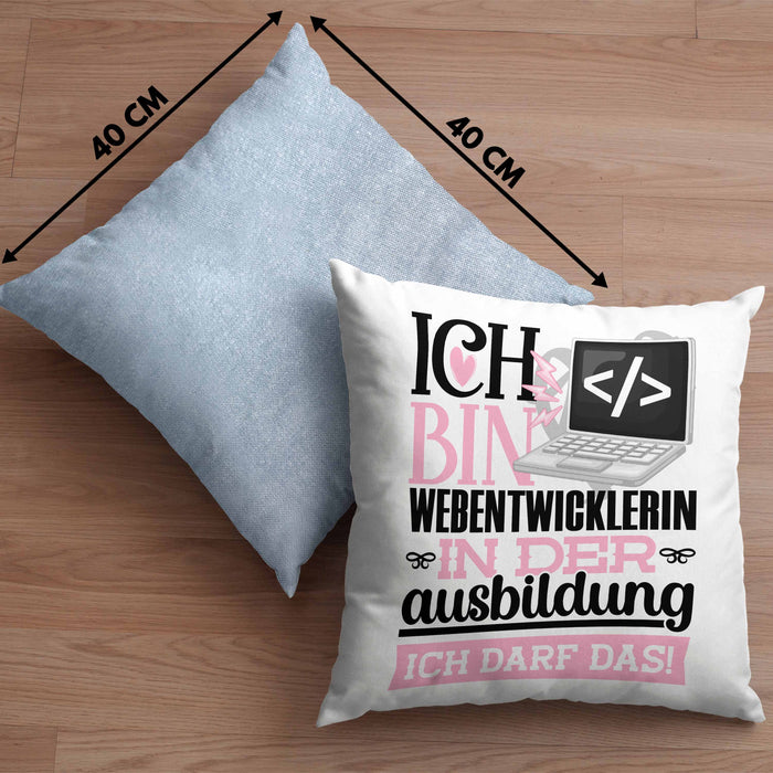 Webentwicklerin Ausbildung Start Geschenk Kissen mit Füllung 40x40 Ich Bin Webentwicklerin In Der Ausbildung Ich Darf Das Geschenkidee (Grau) Blau Trendation