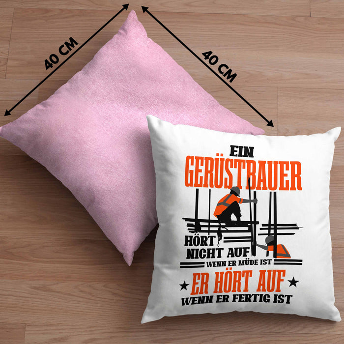 Kissen mit Füllung 40x40 für Gerüstbauer Geschenk Spuch Männer Gerüstbau (Grau) Rosa Trendation