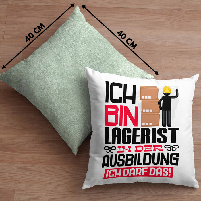 Lagerist Ausbildung Kissen mit Füllung 40x40 Geschenk Ich Bin Lagerist In Der Ausbildung Ich Darf Das Geschenkidee Spruch (Grau) Grün Trendation