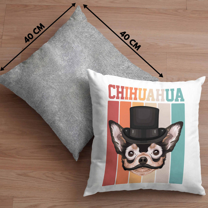 Chihuahua Besitzer Kissen mit Füllung 40x40 Geschenk Lustiger Spruch Geschenkidee Retro Vinatge Chihuahua (Grau) Grau Trendation
