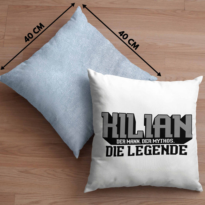 Kilian Kissen mit Füllung 40x40 Namen Spruch Namenstag (Grau) Blau Trendation