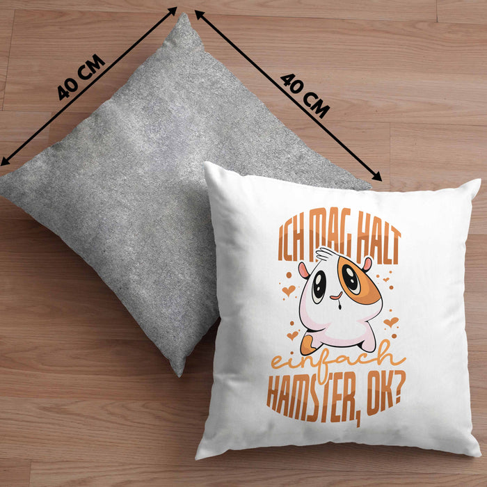 Trendation Lustige Kissen mit Füllung 40x40 für Hamster Besitzer als Geschenkidee Hamster Fan Ich Mag Halt Einfach Hamster (Grau) Grau Trendation