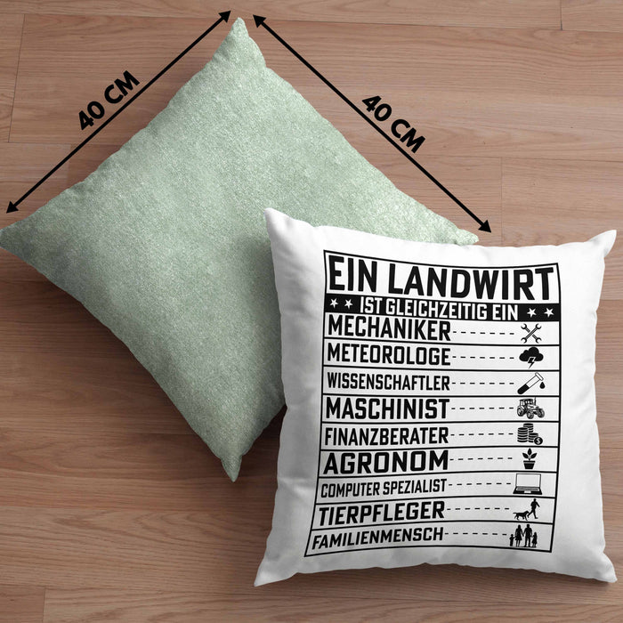 Landwirt Geschenk Kissen mit Füllung 40x40 Lustiger Spruch Geschenkidee Ein Landwirt Ist Gleichzeitig Ein (Grau) Grün Trendation