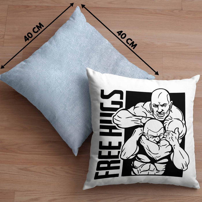 MMA-Kissen mit Füllung 40x40 Geschenk für MMA-Kämpfer Geschenkidee Free Hugs (Grau) Blau Trendation