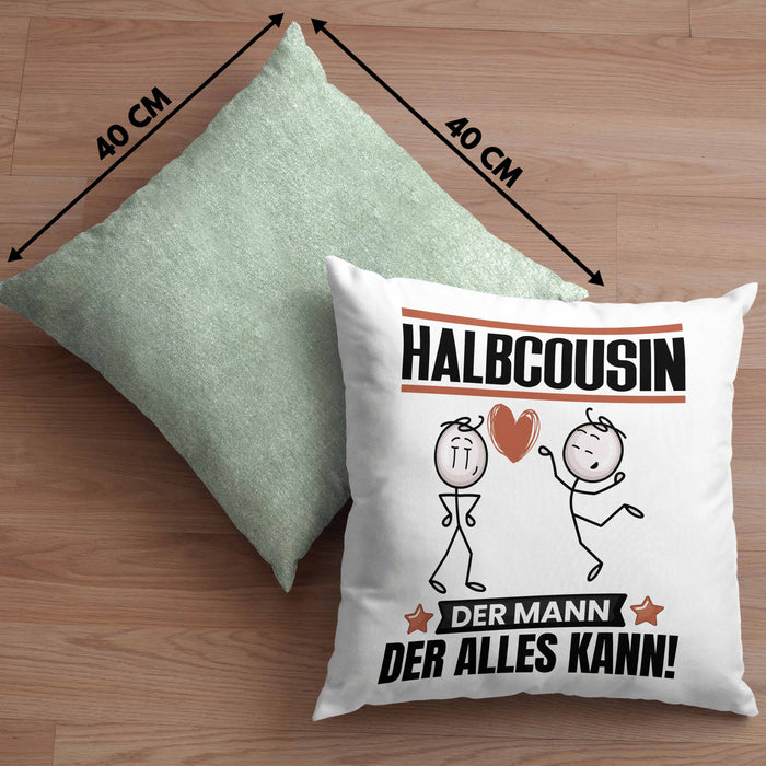Halbcousin Kissen mit Füllung 40x40 Geschenk für Halbcousin Der Mann Der Alles Kann Geschenkidee zum Geburtstag (Grau) Grün Trendation