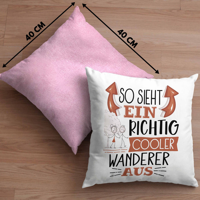 So Sieht Ein Richtig Cooler Wandern Aus Geschenk Kissen mit Füllung 40x40 Lustiger Spruch Geschenkidee (Grau) Rosa Trendation