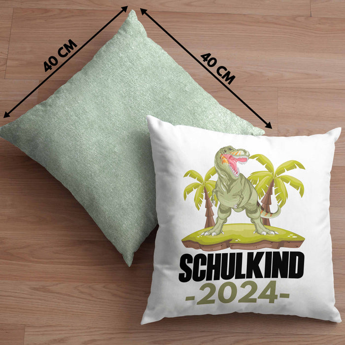 Einschulung Junge Geschenk für Schultüte Füllung Kissen mit Füllung 40x40 Schulstart 1 Schultag Schuleinführung Schulanfang Geschenkidee Schulkind Jungs 2024 (Grau) Grün Trendation