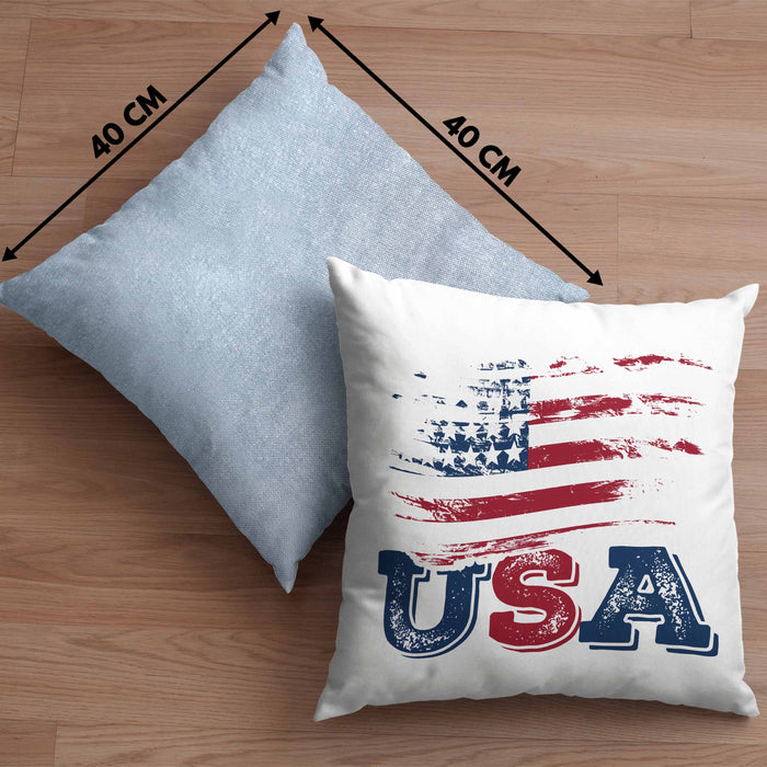 USA Flagge Kissen mit Füllung 40x40 Geschenk Amerika Geschenkidee Auslandjahr Vereinigte Staaten Von Amerika (Grau) Blau Trendation