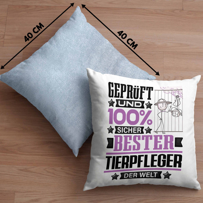 Tierpfleger Geschenk Lustiger Spruch für Tierpfleger Geschenkidee Bester Tierpfleger Der WeltKissen mit Füllung 40x40 (Grau) Blau Trendation