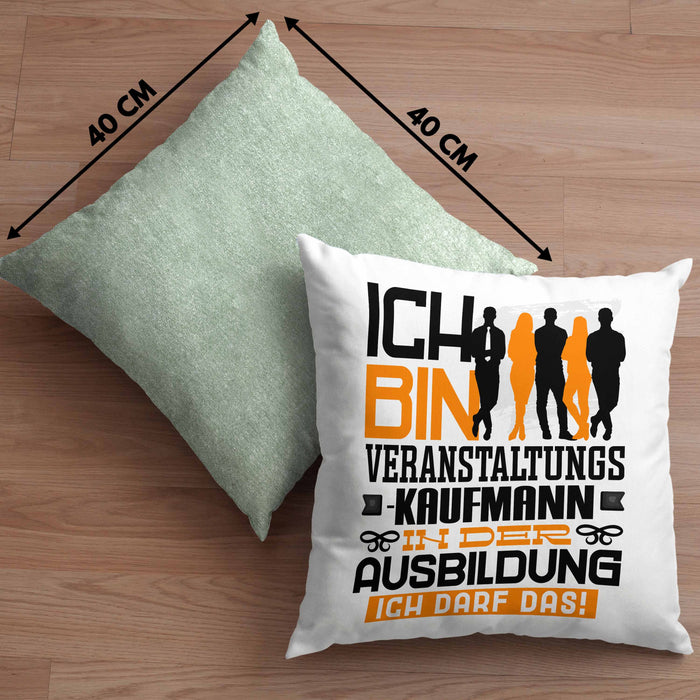 Veranstaltungskaufmann Ausbildung Kissen mit Füllung 40x40 Geschenk Ich Bin Veranstaltungskaufmann In Der Ausbildung Ich Darf Das Geschenkidee Spruch (Grau) Grün Trendation