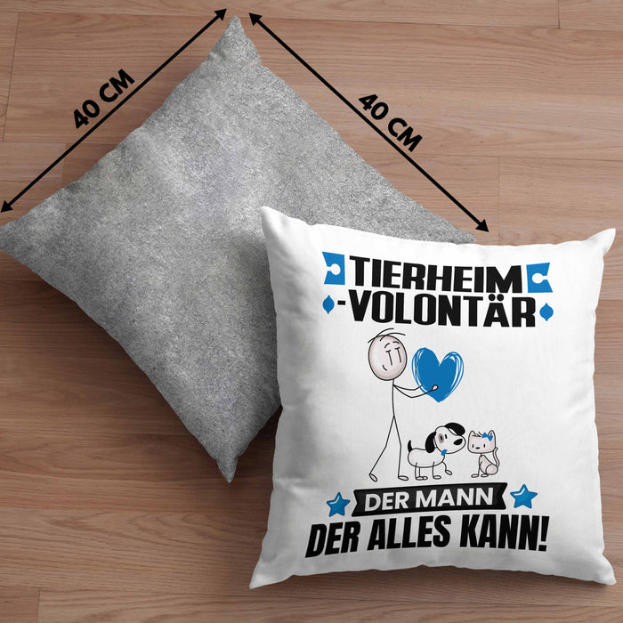 Tierheimvolontär Kissen mit Füllung 40x40 Geschenk für Tierheimvolontär Der Mann Der Alles Kann Geschenkidee zum Geburtstag (Grau) Grau Trendation