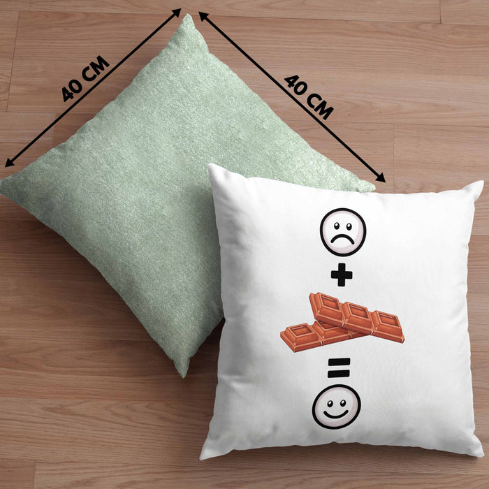 Schokolade Kissen mit Füllung 40x40 Geschenk für Schoko-Liebhaber Lustige Geschenkidee :( + Schokolade = :) Geburtstag (Grau) Grün Trendation