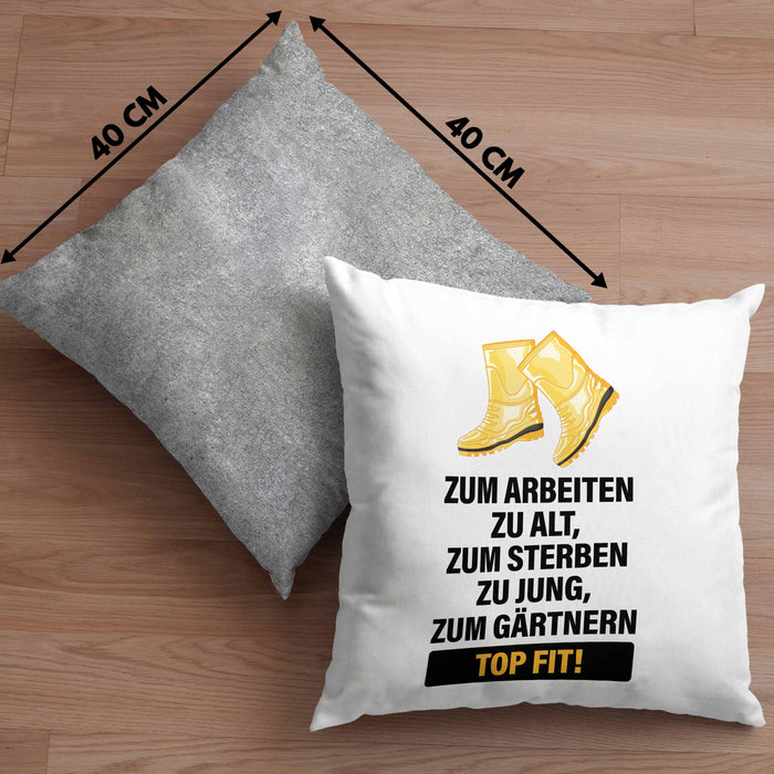 Gärtner Kissen mit Füllung 40x40 mit Spruch Garten Hobbygärtner Gärtner Geschenk Lustig Gärtnerin Geschenkidee (Grau) Grau Trendation