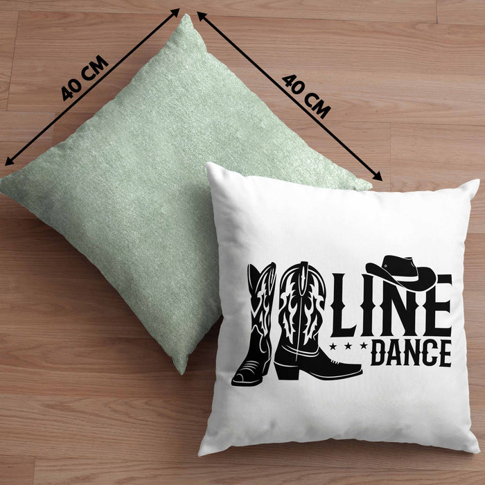 Line Dance Kissen mit Füllung 40x40 Geschenk Spruch Linedance KafffeeKissen mit Füllung 40x40 Spruch (Grau) Grün Trendation