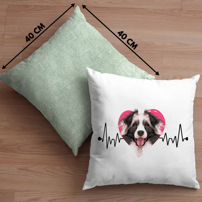 Border Collies Besitzer Kissen mit Füllung 40x40 Geschenk Lustiger Spruch Geschenkidee Herzschlag Border Collies (Grau) Grün Trendation