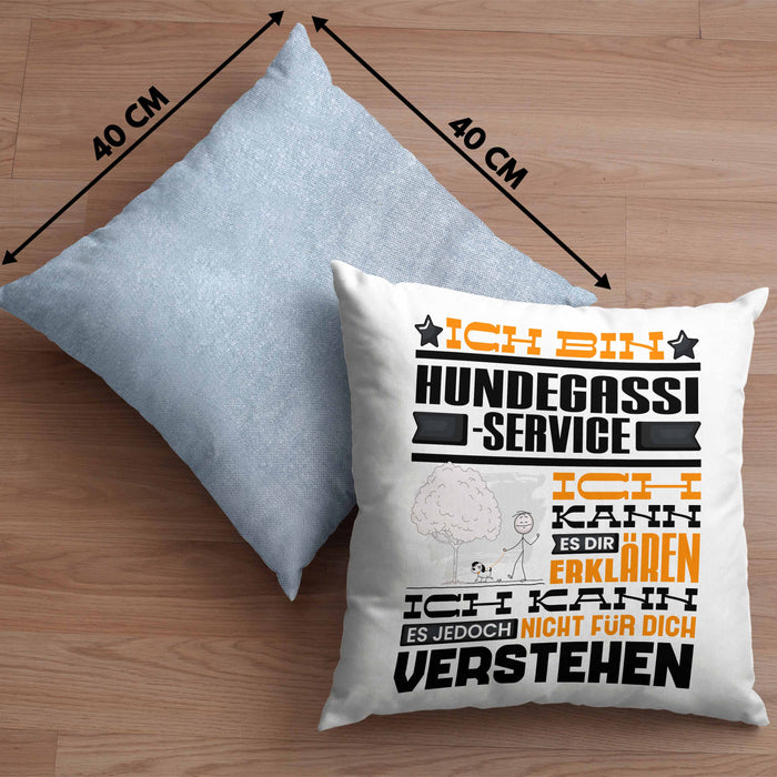 Hundegassi-Service Geschenk Kaffee-Kissen mit Füllung 40x40 Geschenkidee für Hundegassi-Service Ich Bin Hundegassi-Service Ich Kann Es Dir Erklären Jedoch Nicht Für Dich Verstehen Spruch Lustig (Grau) Blau Trendation