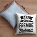 Humor Kissen mit Füllung 40x40 Geschenk mit Spruch Sarkasmus Lass Uns Fremde Bleiben Geschenkidee (Grau) Blau Trendation