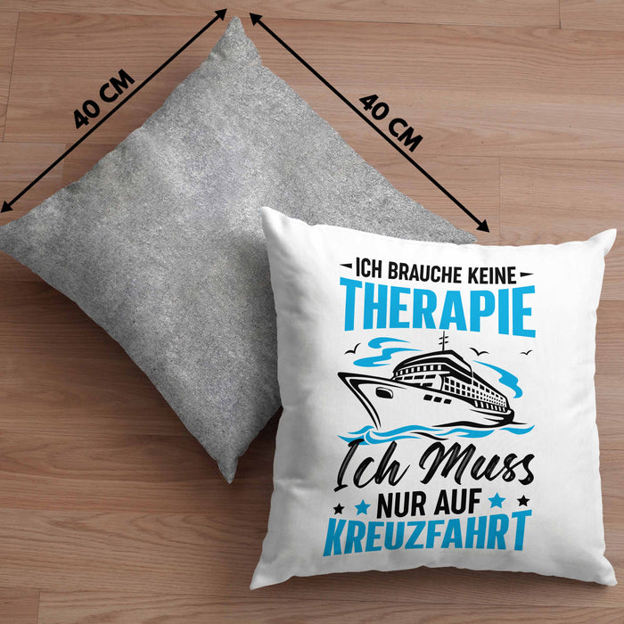 Kreuzfahrt Geschenk Kissen mit Füllung 40x40 Verkündung Geschenkidee für Kreuzfahrt-Fans Schiff (Grau) Grau Trendation