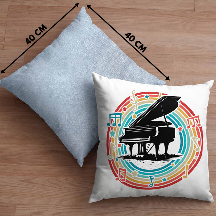 Piano-Spieler Kissen mit Füllung 40x40 Geschenk Klavier Geschenkidee Flügel Musiker (Grau) Blau Trendation