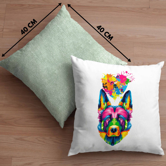 Schäferhund Herz Farbe Besitzer Kissen mit Füllung 40x40 Geschenk Lustiger Spruch Geschenkidee Schäferhund Liebhaber (Grau) Grün Trendation
