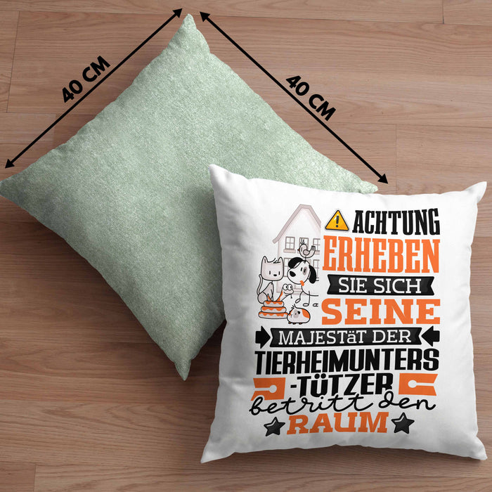 Tierheimunterstützer Geschenk Kissen mit Füllung 40x40 Lustiger Spruch Erheben Sie Sich Der Tierheimunterstützer Betritt den Raum (Grau) Grün Trendation