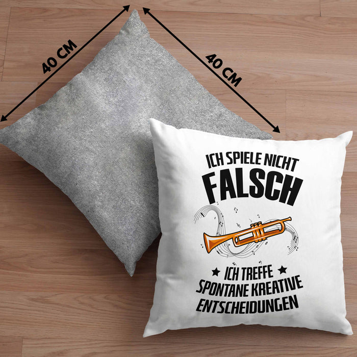 Kissen mit Füllung 40x40 Posaunist Geschenk Lustiges Geschenkidee Posaunen-Spieler (Grau) Grau Trendation