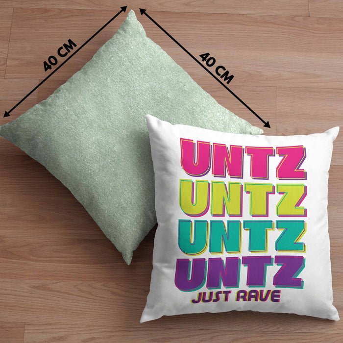 Untz Untz Untz Just Rave Kissen mit Füllung 40x40 Geschenk Techno Geschenkidee Raver Geburtstag (Grau) Grün Trendation