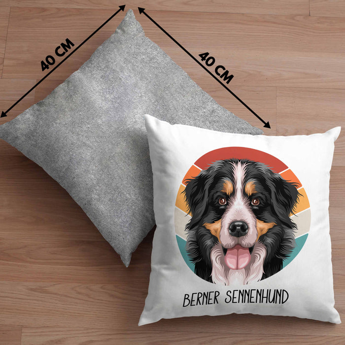Berner Sennen Besitzer Kissen mit Füllung 40x40 Geschenk Lustiger Spruch Geschenkidee Berner Sennen Mama Papa (Grau) Grau Trendation