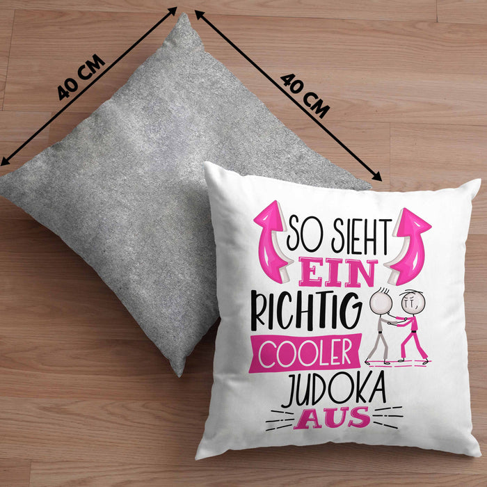 Judoka Kissen mit Füllung 40x40 Geschenk So Sieht Ein Richtig Cooler Judoka Aus Geschenkidee Spruch Lustig (Grau) Grau Trendation