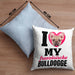 Französische Bulldogge Besitzerin Kissen mit Füllung 40x40 Geschenk Lustiger Spruch Geschenkidee I Love My Französische Bulldogge (Grau) Blau Trendation