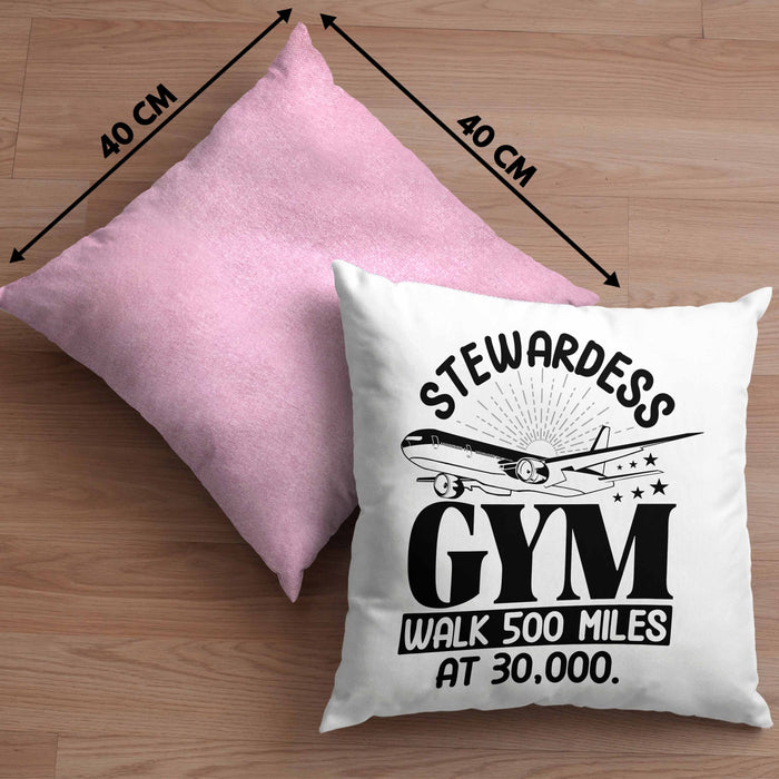 Stewardess Kissen mit Füllung 40x40 Geschenk Flight Attendant Flugbegleiter Geschenkidee (Grau) Rosa Trendation