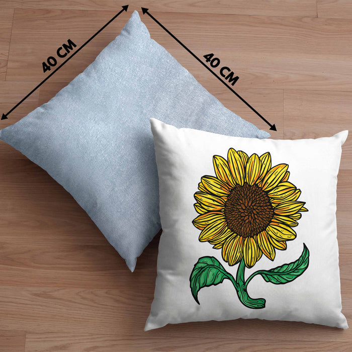 Lustige Sonnenblume Kissen mit Füllung 40x40 Geschenk für Sonnenblumenliebhaber (Grau) Blau Trendation